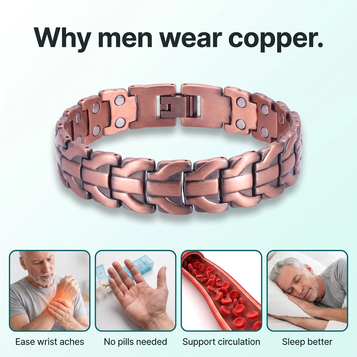 MagnetPure Arrowhead Link Pure Copper Magnetic Bracelet for Men
