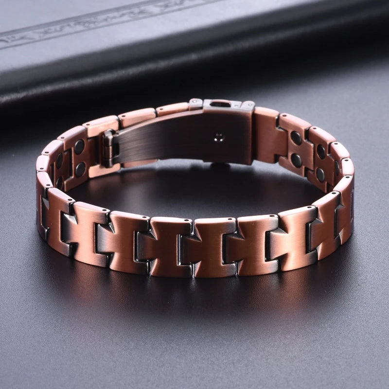 MagnetPure Brushed Interlock Pure Copper Magnetic Bracelet for Men