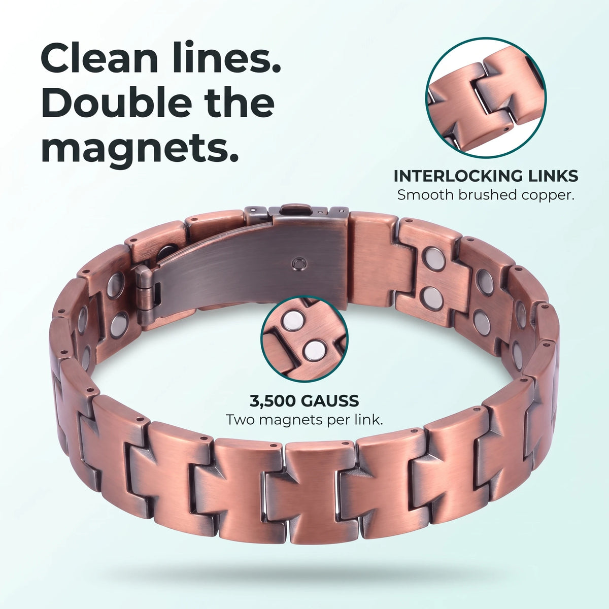 MagnetPure Brushed Interlock Pure Copper Magnetic Bracelet for Men