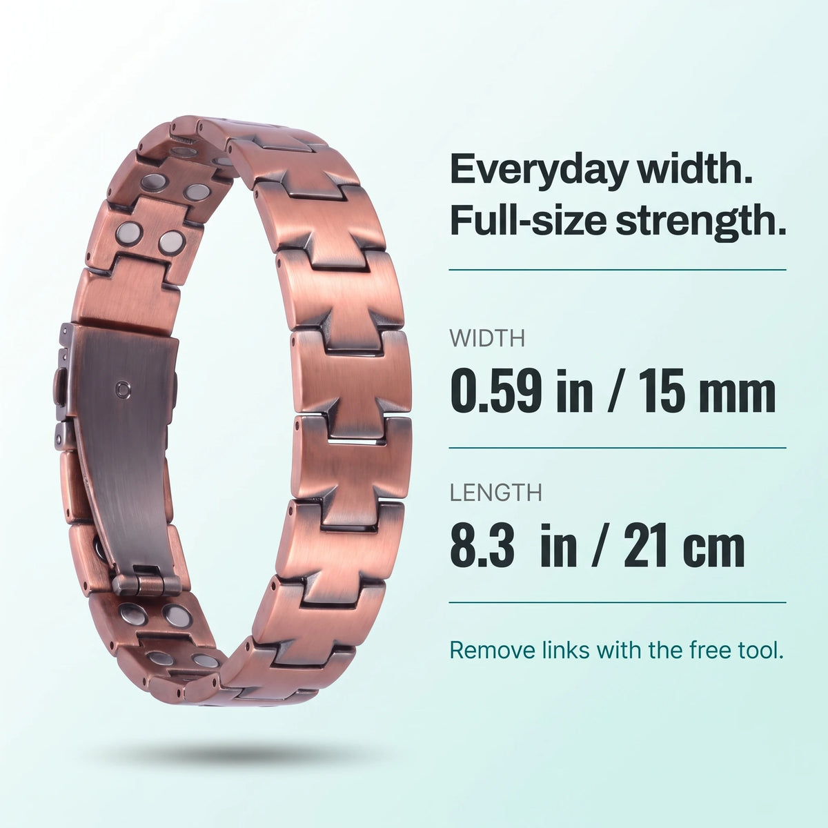 MagnetPure Brushed Interlock Pure Copper Magnetic Bracelet for Men