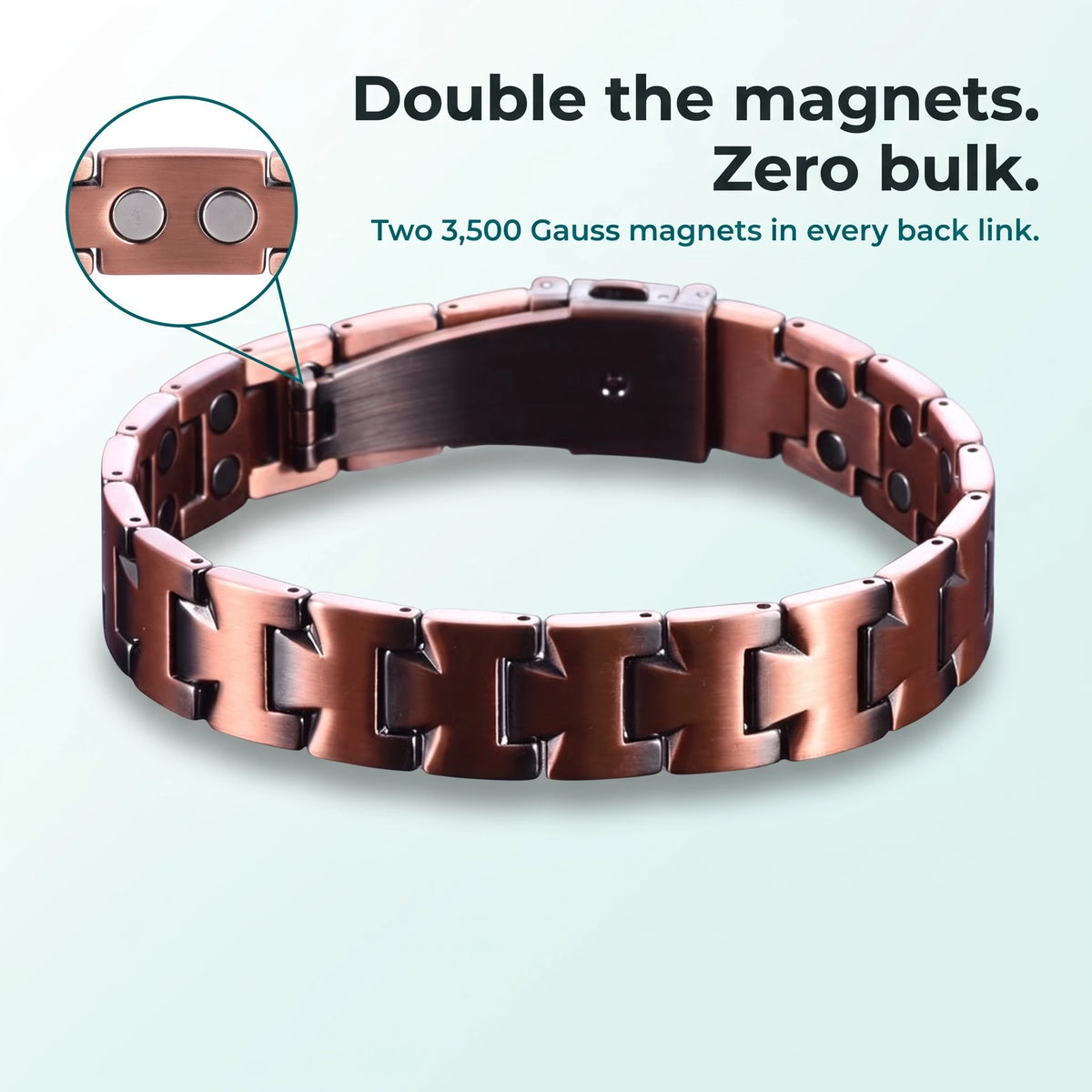 MagnetPure Brushed Interlock Pure Copper Magnetic Bracelet for Men
