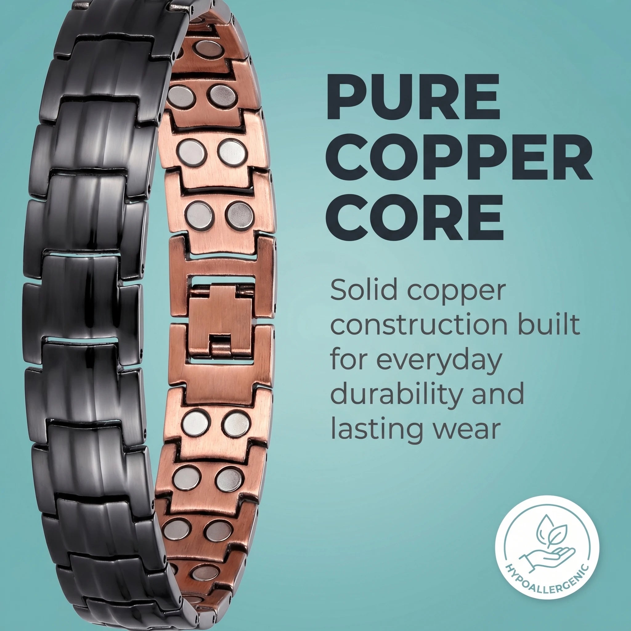 MagnetPure Bold Dual-Tone Copper Magnetic Bracelet for Men
