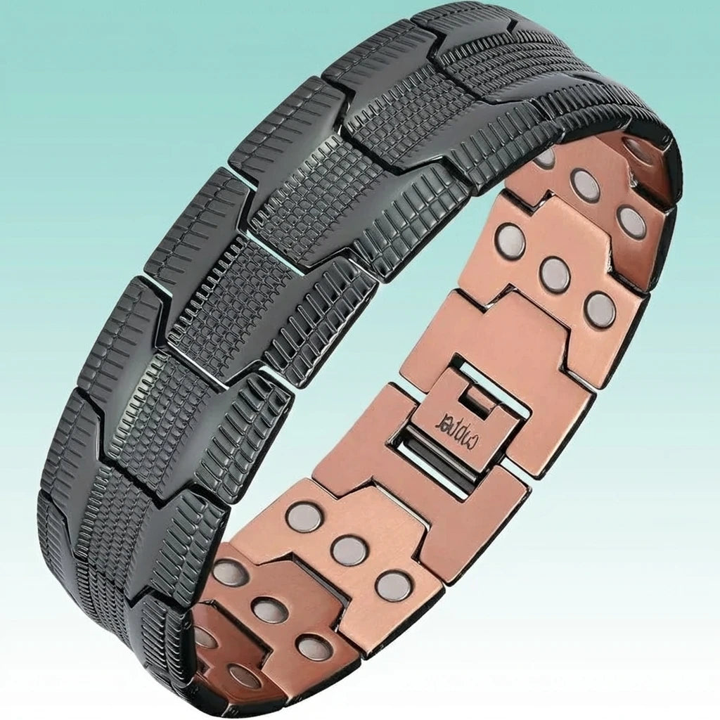 MagnetPure Ultra Black Copper Magnetic Bracelet for Men - front view