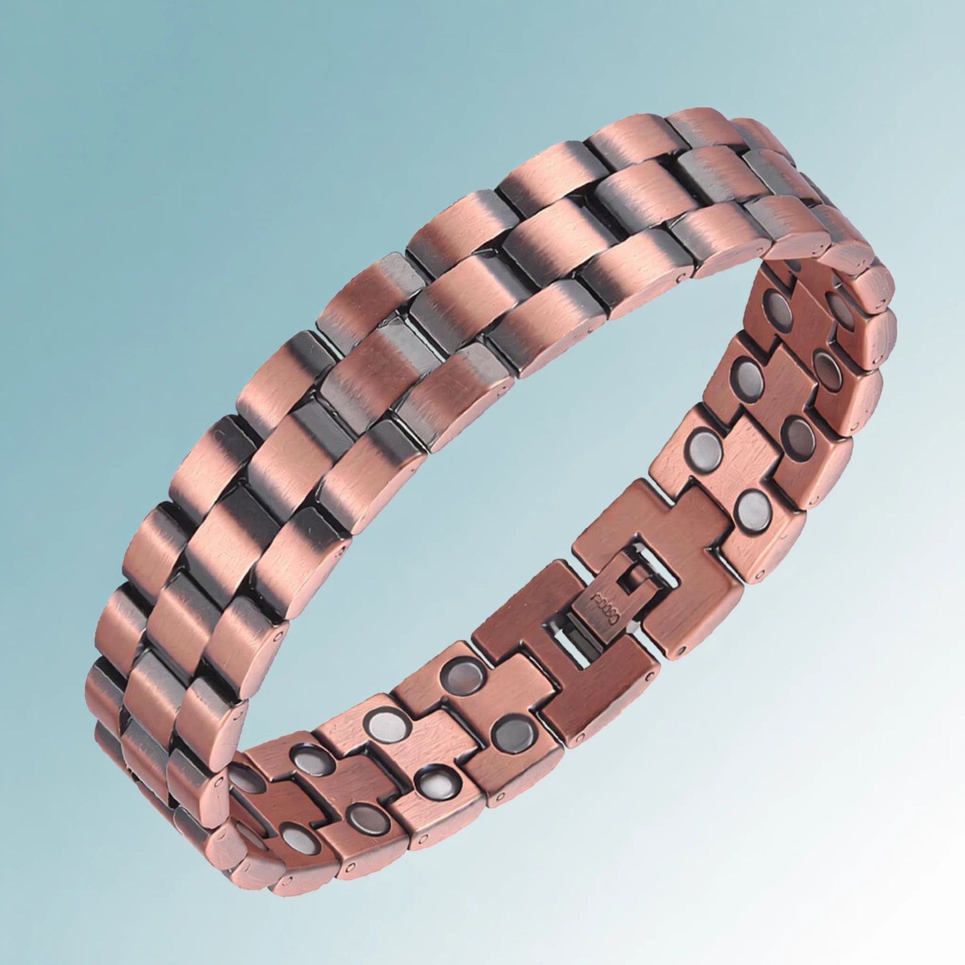 MagnetPure Classic Copper magnetic bracelet on teal gradient