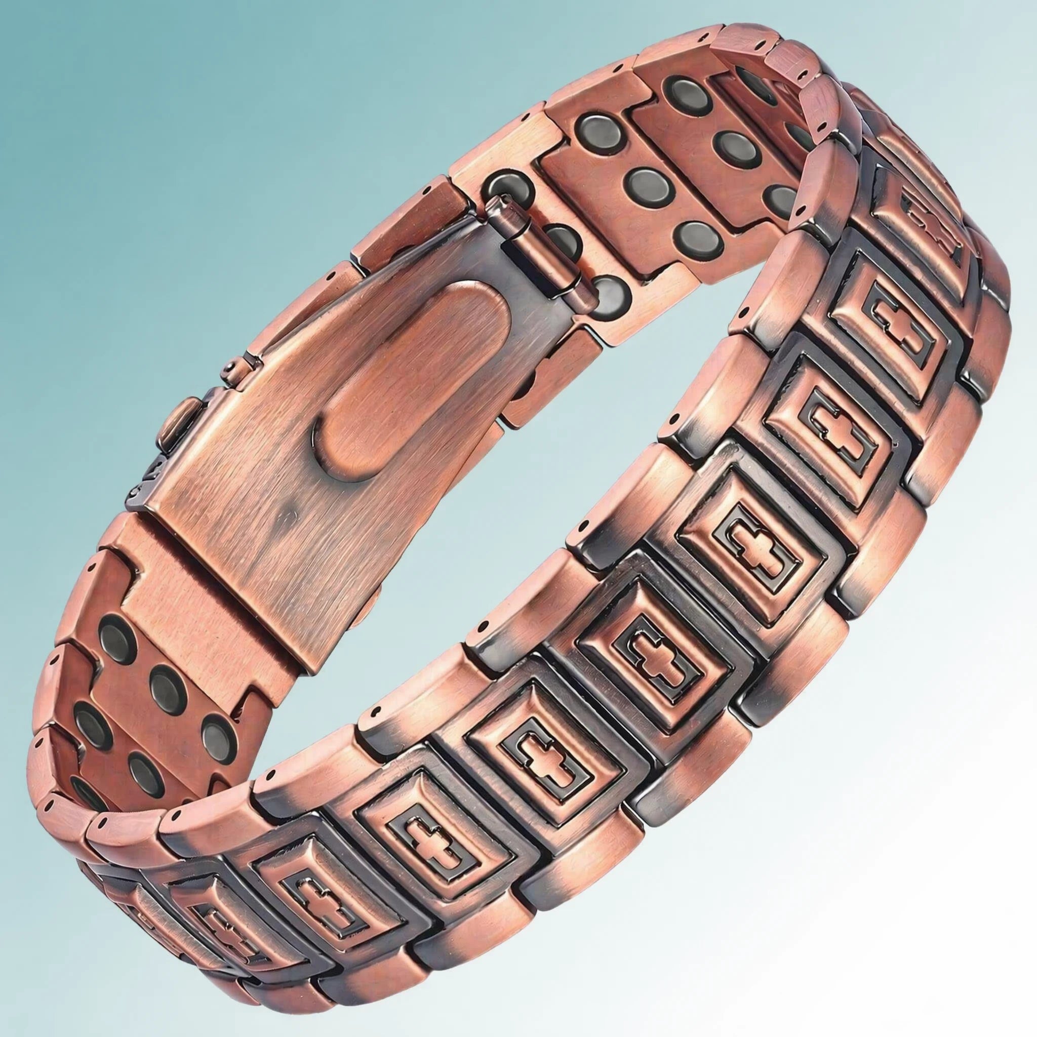 MagnetPure Cross Triple Row Copper Magnetic Bracelet for Men