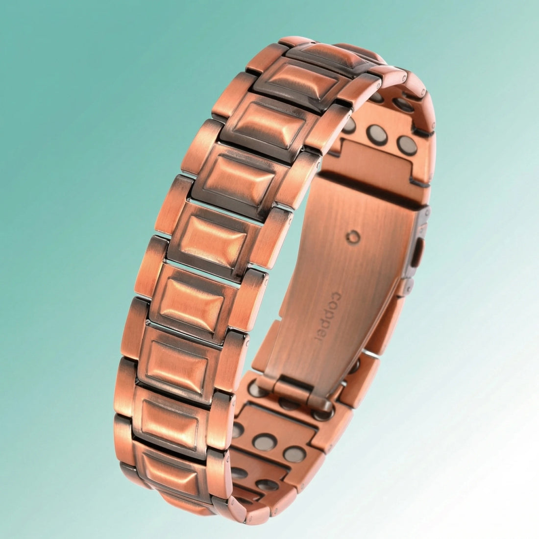 MagnetPure Bold Wide Copper Magnetic Bracelet for Men - front view