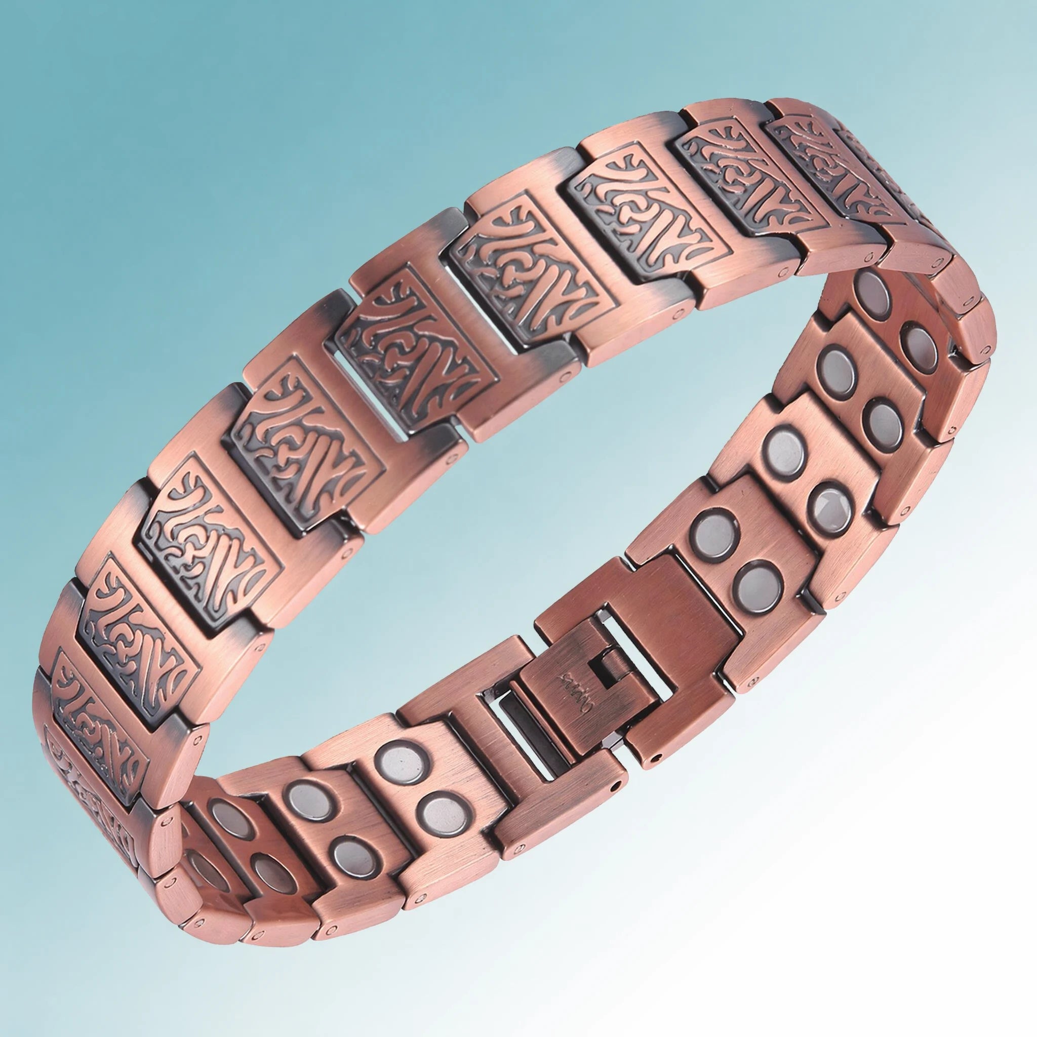 MagnetPure Vine Copper magnetic bracelet on teal gradient