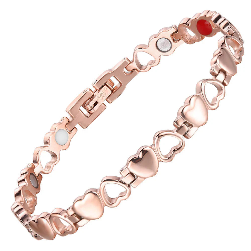 MagnetPure Heart Link Titanium Steel Magnetic Bracelet for Women - front view