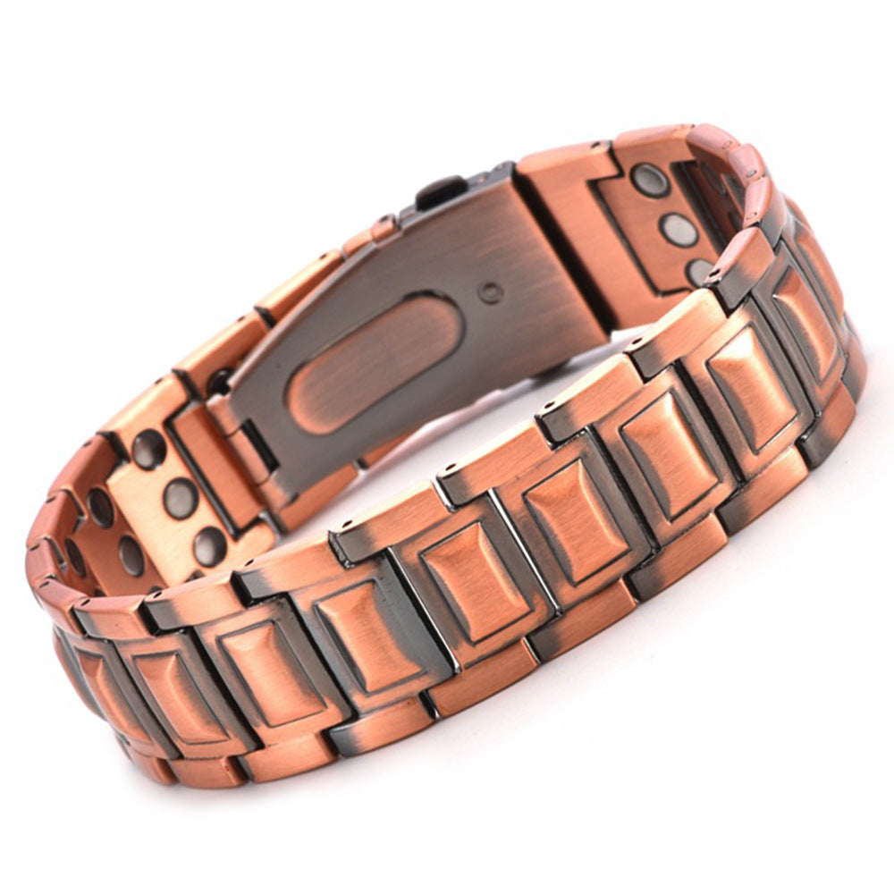 MagnetPure Bold Wide Copper Magnetic Bracelet for Men - front view